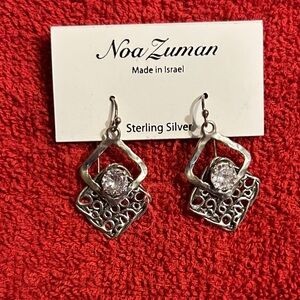 NWT Noa Zuman Made in Israel 925 Sterling Silver Earrings with Intricate Design